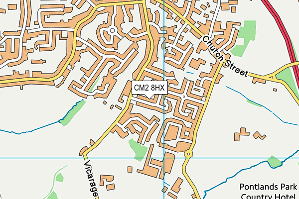 CM2 8HX map - OS VectorMap District (Ordnance Survey)