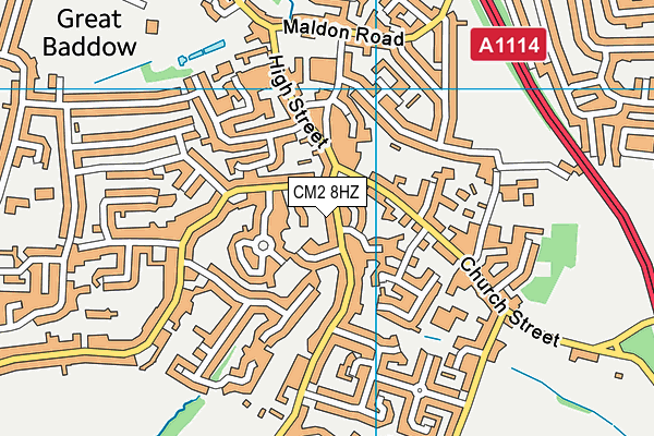 CM2 8HZ map - OS VectorMap District (Ordnance Survey)