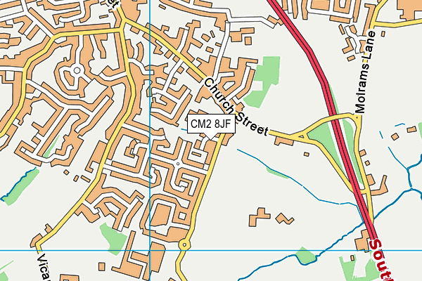 CM2 8JF map - OS VectorMap District (Ordnance Survey)