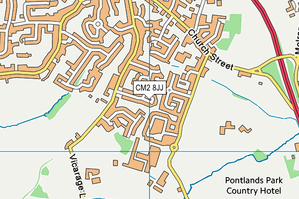 CM2 8JJ map - OS VectorMap District (Ordnance Survey)