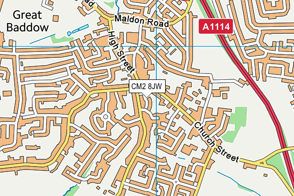 CM2 8JW map - OS VectorMap District (Ordnance Survey)