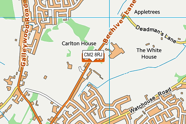 Chelmsford Hockey Club map (CM2 8RJ) - OS VectorMap District (Ordnance Survey)