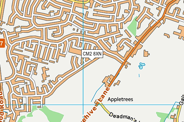 CM2 8XN map - OS VectorMap District (Ordnance Survey)