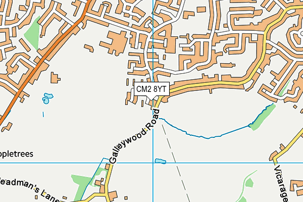 CM2 8YT map - OS VectorMap District (Ordnance Survey)