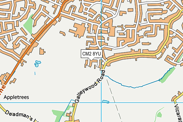 CM2 8YU map - OS VectorMap District (Ordnance Survey)