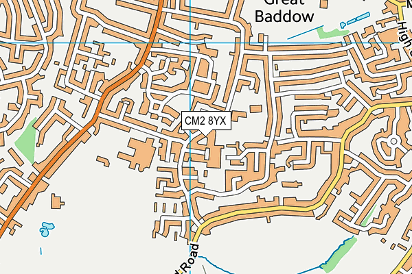 CM2 8YX map - OS VectorMap District (Ordnance Survey)