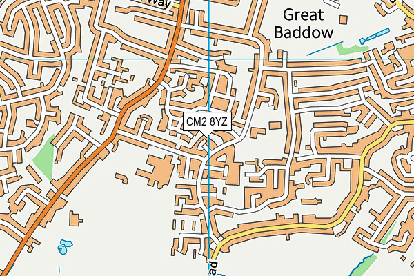 CM2 8YZ map - OS VectorMap District (Ordnance Survey)