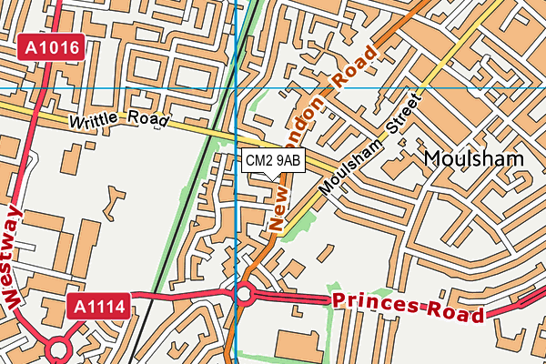 CM2 9AB map - OS VectorMap District (Ordnance Survey)