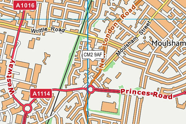 CM2 9AF map - OS VectorMap District (Ordnance Survey)