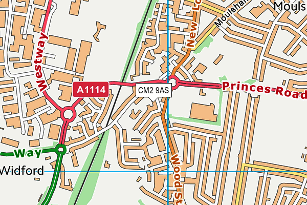 CM2 9AS map - OS VectorMap District (Ordnance Survey)