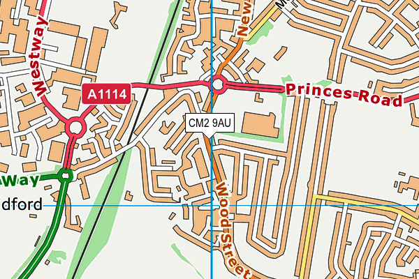 CM2 9AU map - OS VectorMap District (Ordnance Survey)