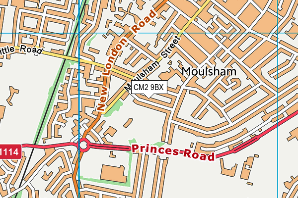 CM2 9BX map - OS VectorMap District (Ordnance Survey)