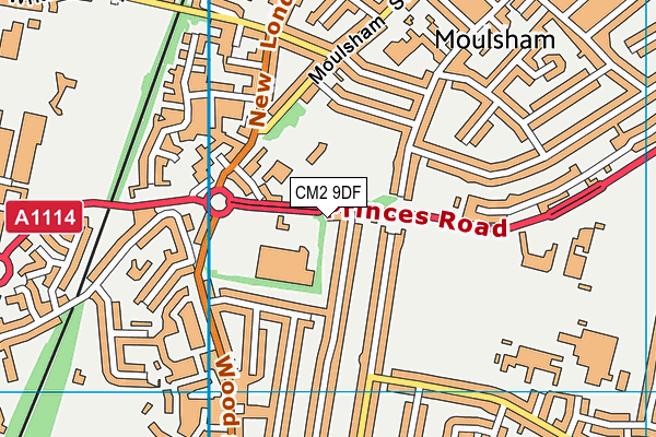 CM2 9DF map - OS VectorMap District (Ordnance Survey)