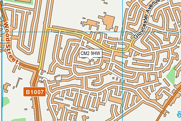 CM2 9HW map - OS VectorMap District (Ordnance Survey)