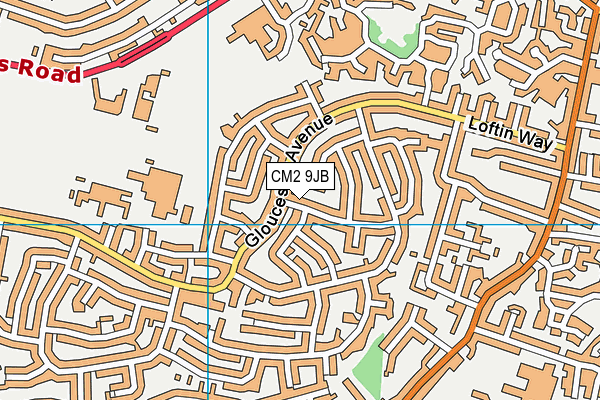 CM2 9JB map - OS VectorMap District (Ordnance Survey)