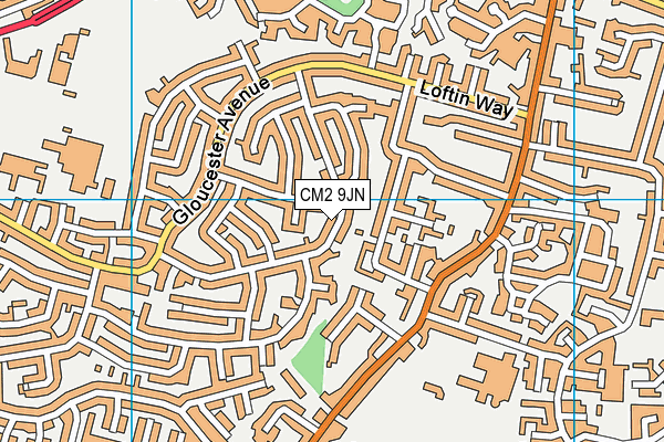 CM2 9JN map - OS VectorMap District (Ordnance Survey)