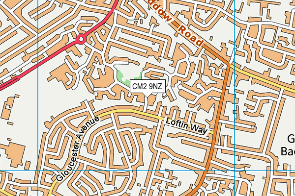 CM2 9NZ map - OS VectorMap District (Ordnance Survey)