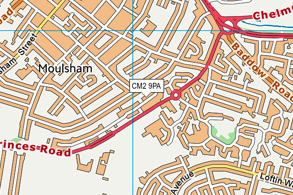 CM2 9PA map - OS VectorMap District (Ordnance Survey)