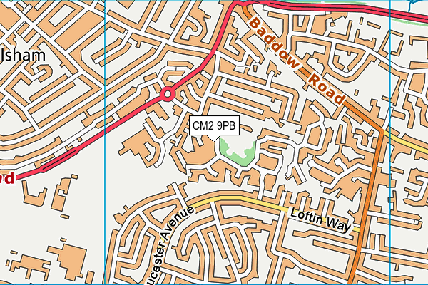 CM2 9PB map - OS VectorMap District (Ordnance Survey)