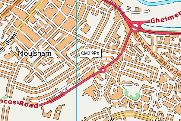 CM2 9PX map - OS VectorMap District (Ordnance Survey)