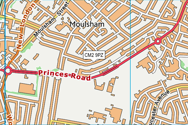 CM2 9PZ map - OS VectorMap District (Ordnance Survey)