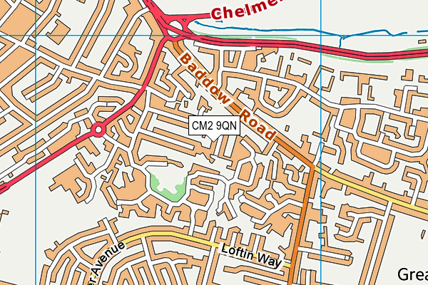 CM2 9QN map - OS VectorMap District (Ordnance Survey)