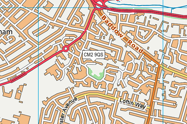 CM2 9QS map - OS VectorMap District (Ordnance Survey)