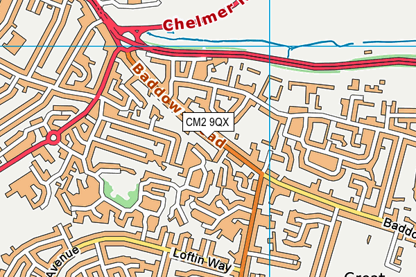 CM2 9QX map - OS VectorMap District (Ordnance Survey)