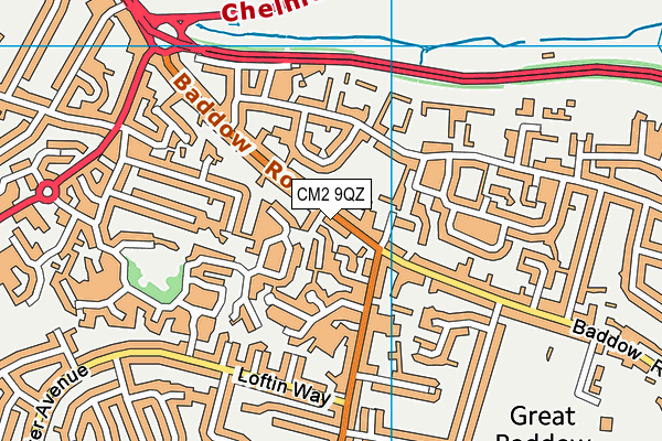 CM2 9QZ map - OS VectorMap District (Ordnance Survey)