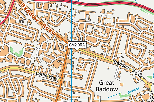 CM2 9RA map - OS VectorMap District (Ordnance Survey)