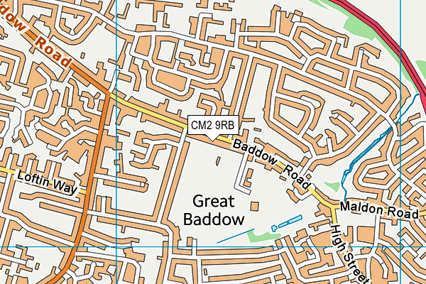 Great Baddow Recreation Ground map (CM2 9RB) - OS VectorMap District (Ordnance Survey)