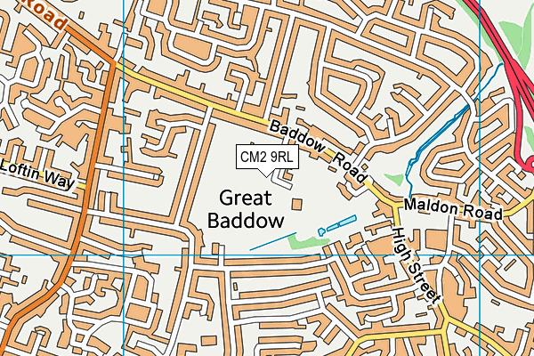 CM2 9RL map - OS VectorMap District (Ordnance Survey)