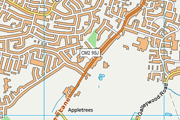 CM2 9SJ map - OS VectorMap District (Ordnance Survey)