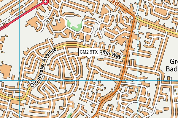 CM2 9TX map - OS VectorMap District (Ordnance Survey)