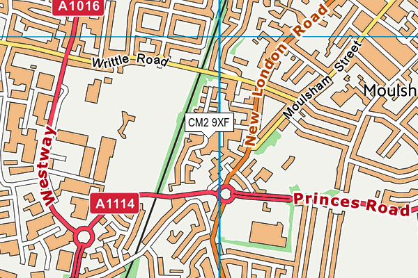 CM2 9XF map - OS VectorMap District (Ordnance Survey)