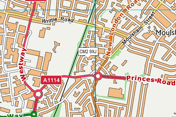 CM2 9XJ map - OS VectorMap District (Ordnance Survey)