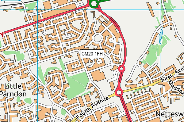 CM20 1FH map - OS VectorMap District (Ordnance Survey)