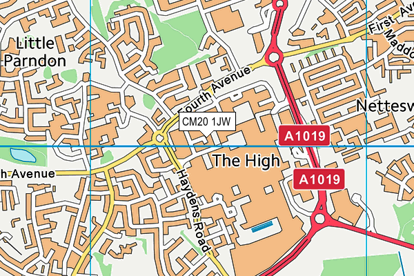 CM20 1JW map - OS VectorMap District (Ordnance Survey)