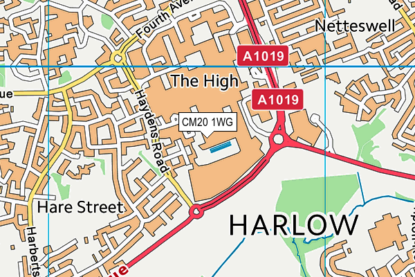 CM20 1WG map - OS VectorMap District (Ordnance Survey)