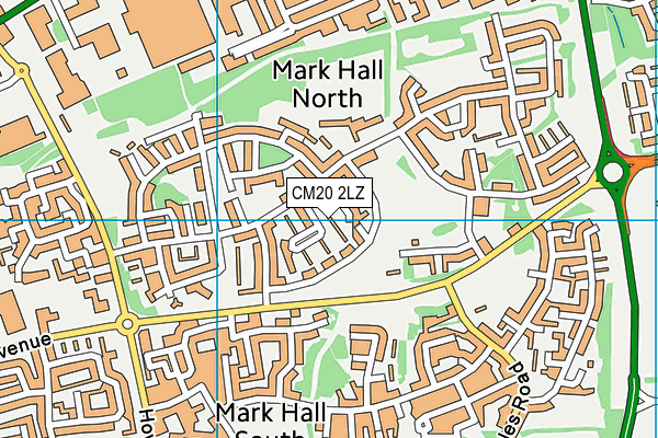 CM20 2LZ map - OS VectorMap District (Ordnance Survey)