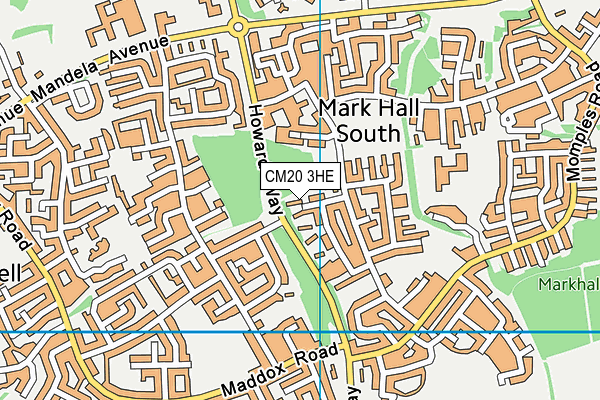 CM20 3HE map - OS VectorMap District (Ordnance Survey)