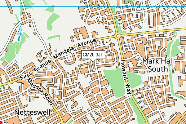CM20 3JT map - OS VectorMap District (Ordnance Survey)