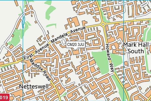 CM20 3JU map - OS VectorMap District (Ordnance Survey)