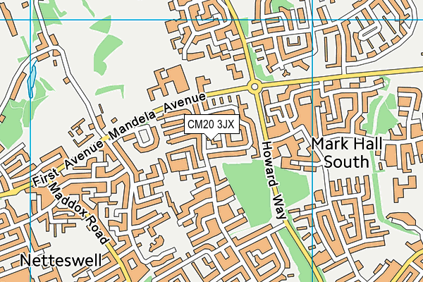 CM20 3JX map - OS VectorMap District (Ordnance Survey)
