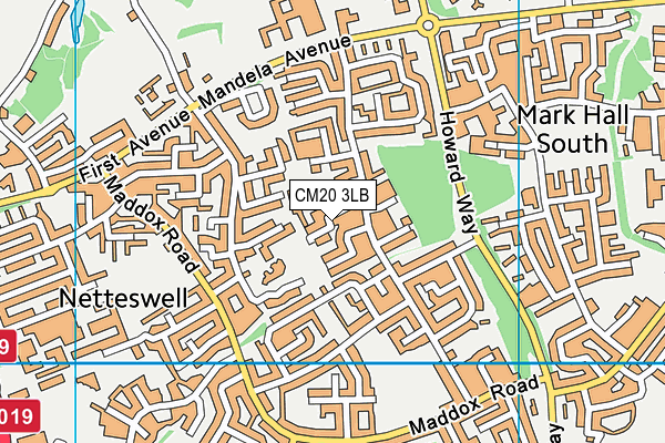 CM20 3LB map - OS VectorMap District (Ordnance Survey)