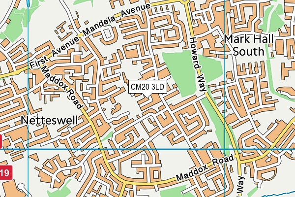 CM20 3LD map - OS VectorMap District (Ordnance Survey)