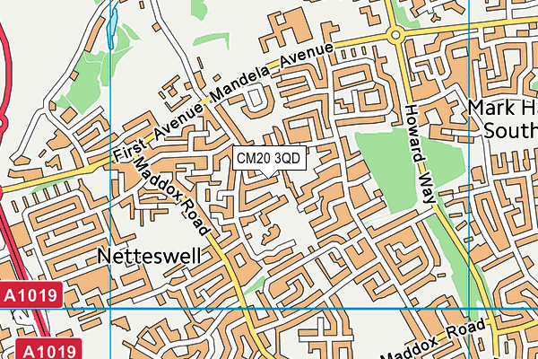 CM20 3QD map - OS VectorMap District (Ordnance Survey)