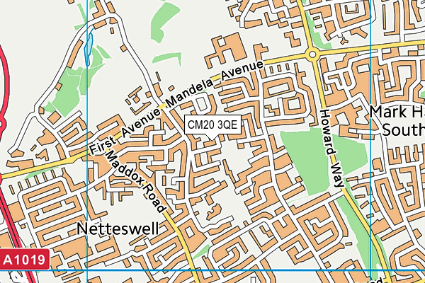 CM20 3QE map - OS VectorMap District (Ordnance Survey)