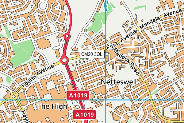 CM20 3QL map - OS VectorMap District (Ordnance Survey)