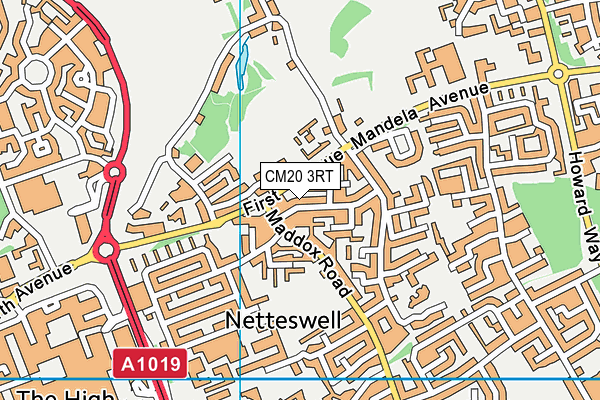 CM20 3RT map - OS VectorMap District (Ordnance Survey)